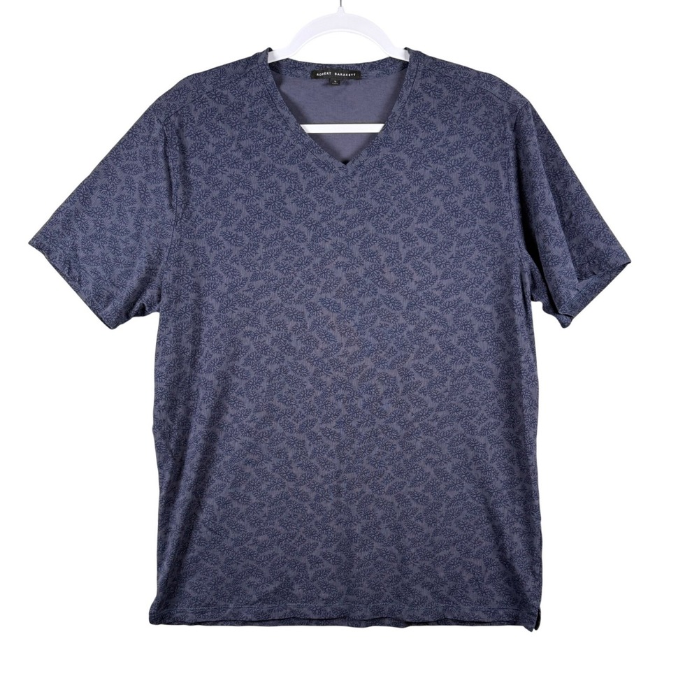 Robert Barakett Mens Large T Shirt Purple Blue V Neck‎ Pima Cotton Luxury Tee
